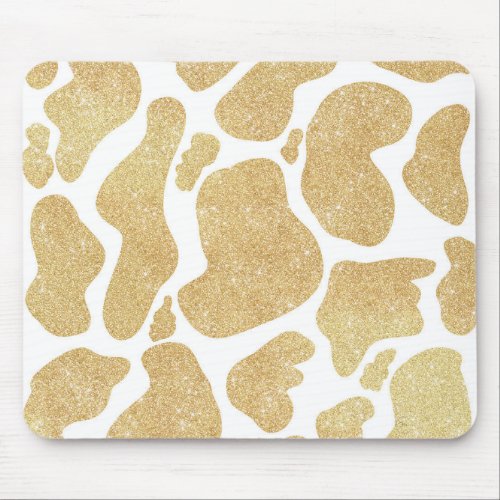 Simple Gold white Large Cow Spots Animal Pattern Mouse Pad