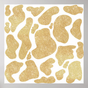 Simple Gold white Large Cow Spots Animal Pattern Poster