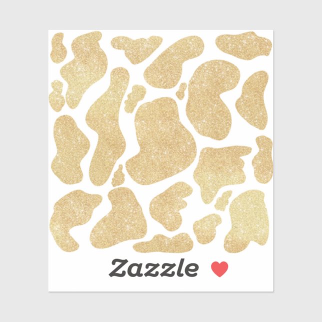 Simple Gold white Large Cow Spots Animal Pattern Sticker (Sheet)