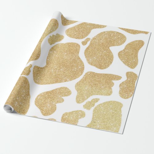 Simple Gold white Large Cow Spots Animal Pattern Wrapping Paper