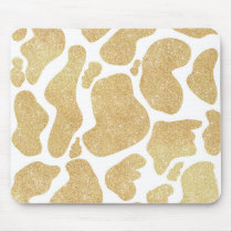 Simple Gold white Large Cow Spots Animal Print Mouse Pad