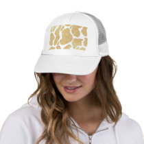 Simple Gold white Large Cow Spots Animal Print Trucker Hat