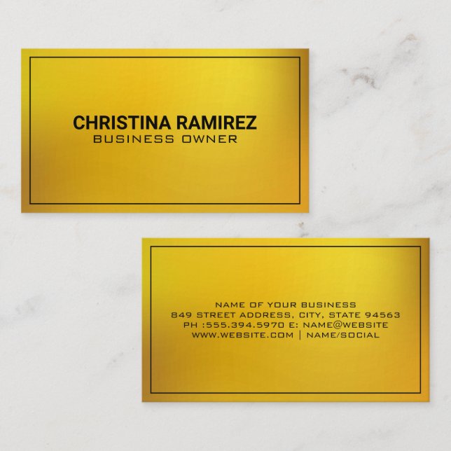 Simple Gold with Borders Business Card (Front/Back)
