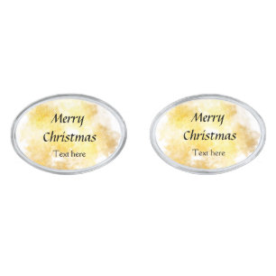 Simple golden add your text merry Christmas custom Cufflinks