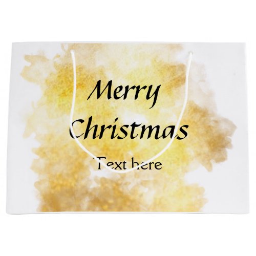 Simple golden add your text merry Christmas custom Large Gift Bag