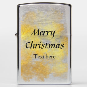 Simple golden add your text merry Christmas custom Zippo Lighter