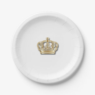Simple Golden Crown Paper Plates