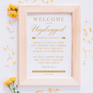 Simple Golden Effect Minimalist Unplugged Quote Poster