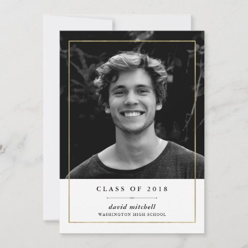 Simple Golden Frame | Photo Graduation Party Invitation | Zazzle