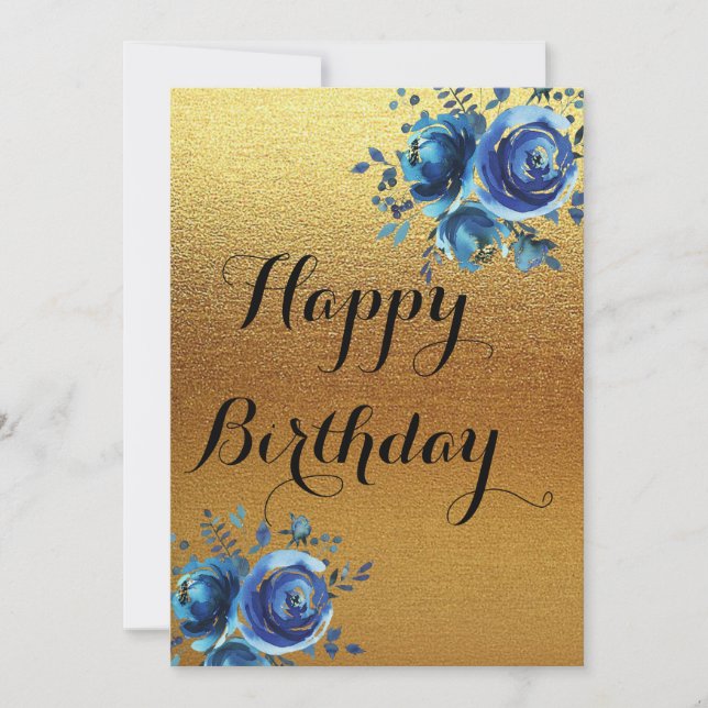 Simple Golden happy birthday card (Front)