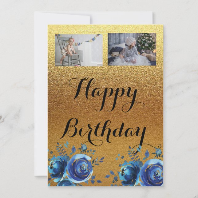 Simple Golden happy birthday card (Front)