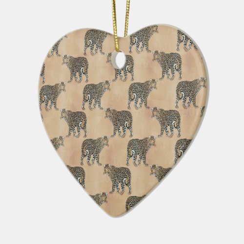 Simple Golden Leopard Animal Pattern Ceramic Ornament