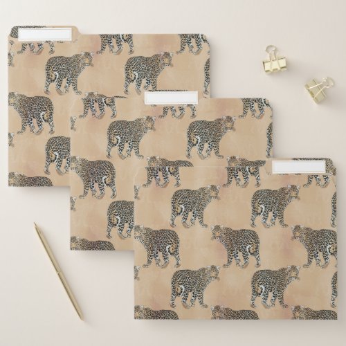 Simple Golden Leopard Animal Pattern File Folder