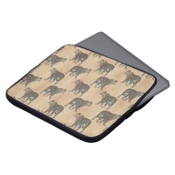 Simple Golden Leopard Animal Pattern Laptop Sleeve by InovArtS at Zazzle
