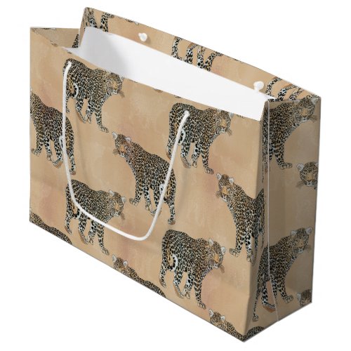 Simple Golden Leopard Animal Pattern Large Gift Bag