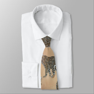 Simple Golden Leopard Animal Pattern Neck Tie