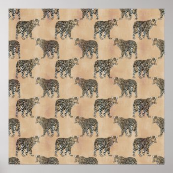 Simple Golden Leopard Animal Pattern Poster by InovArtS at Zazzle