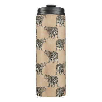 Simple Golden Leopard Animal Pattern Thermal Tumbler by InovArtS at Zazzle