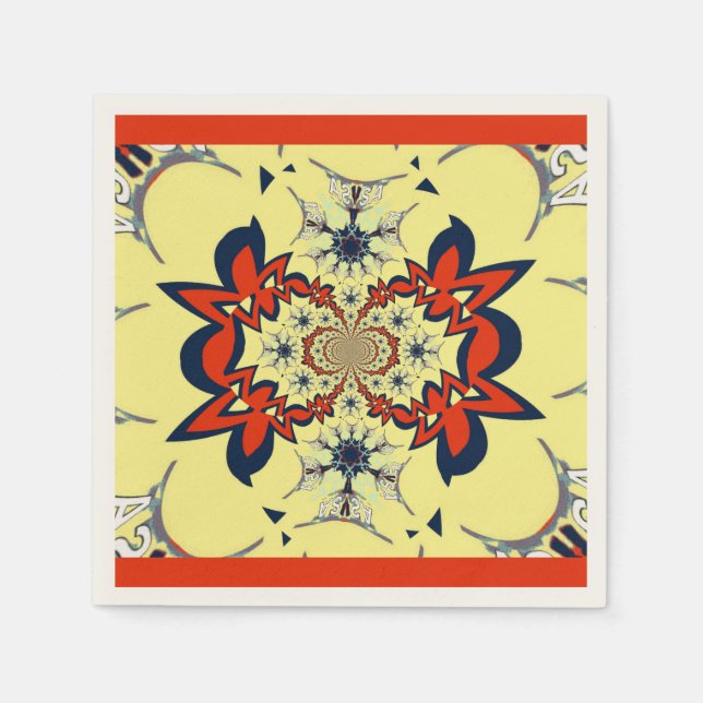 Simple Golden Red Personalized Art Napkins (Front)