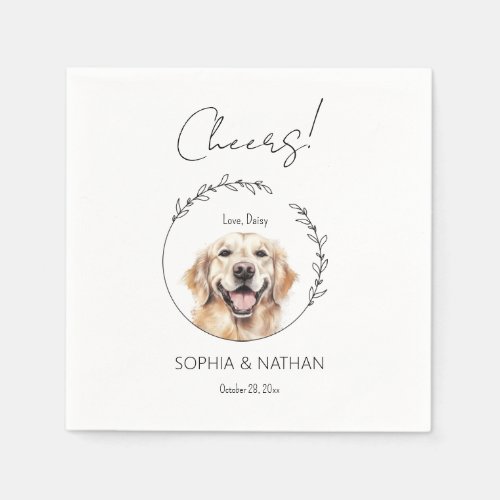 Simple Golden Retriever Dog Wedding Cocktail  Napkins