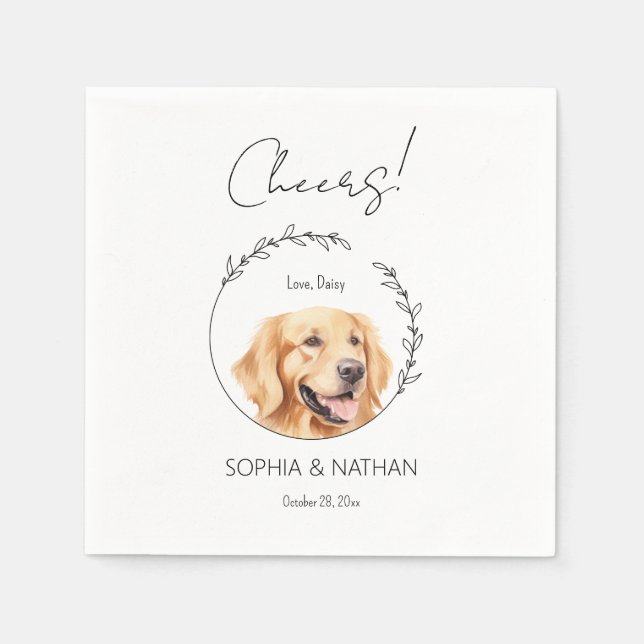Simple Golden Retriever Dog Wedding Cocktail  Napkins (Front)