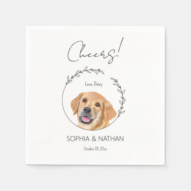 Simple Golden Retriever Puppy Wedding Cocktail  Napkins (Front)