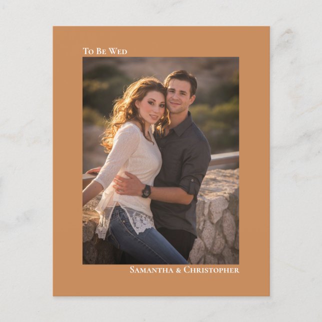 Simple Golden Tan BUDGET Wedding Photo Invitation (Front)