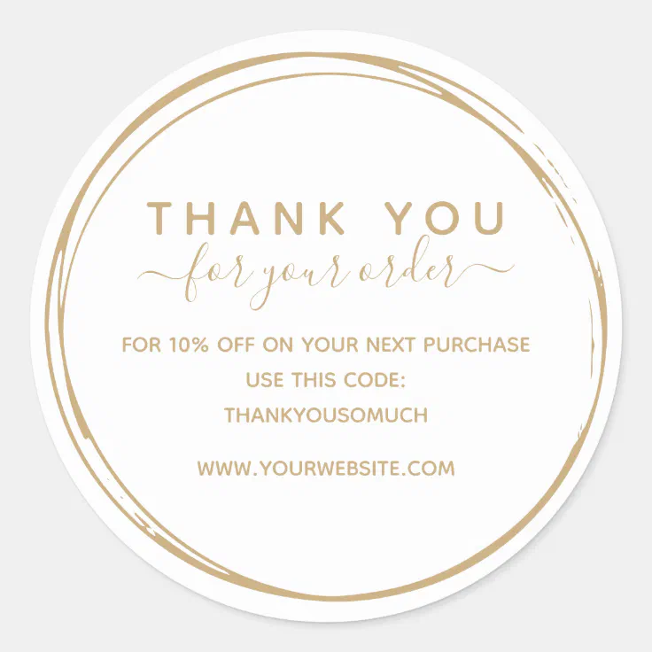 Simple Golden Tan Line Circles Thank You For Order Classic Round Sticker |  Zazzle