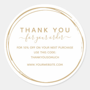Simple Golden Tan Line Circles Thank You For Order Classic Round Sticker