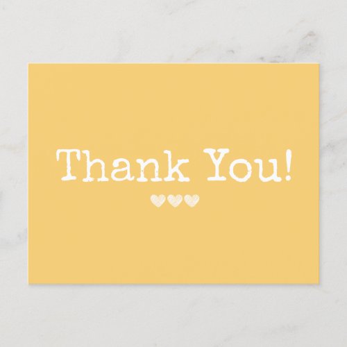 Simple Golden Yellow Add Your Text Thank You Postcard