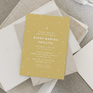 Simple golden yellow baptism invitation