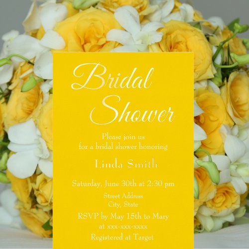 Simple Golden Yellow Bridal Shower Foil Invitation