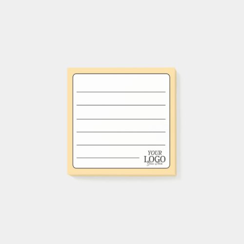 Simple Golden Yellow Lined Logo Post-it Notes