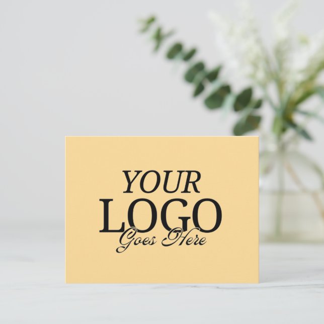 Simple Golden Yellow Logo With QR Code Business Postcard (Standing Front)