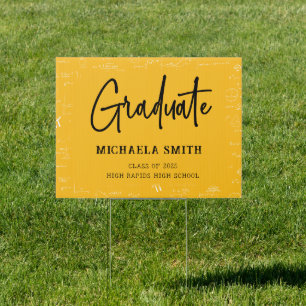 Simple Golden Yellow Math Graduation  Sign