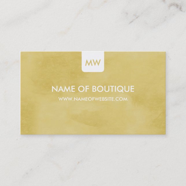 Simple Goldenrod Boutique Monogram Social Media Business Card (Front)