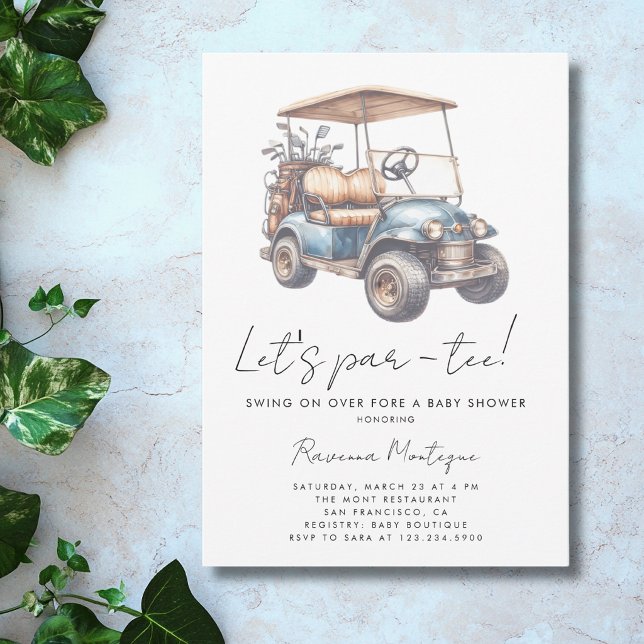 Simple Golf Cart Lets Par-Tee Baby Shower Invitation (Creator Uploaded)