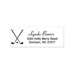Simple Golf Clubs and Ball Theme Return Address Rubber Stamp