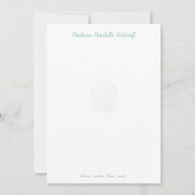 Simple Golf Theme Design Customized Flat Note Card (Front)