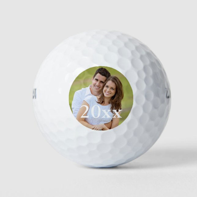 Simple Golfer Photo Wedding Favor Template Golf Balls (Front)