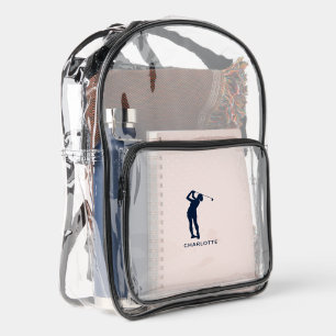 Simple Golfer Silhouette Custom Clear Backpack