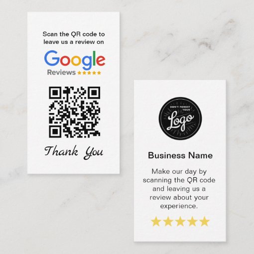 Simple Google Review Request Business Card Zazzle