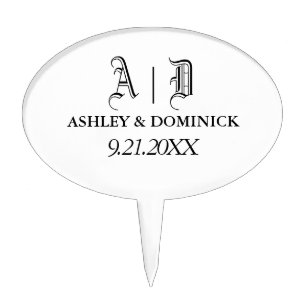 Simple Gothic Bride And Groom Wedding Cake Topper