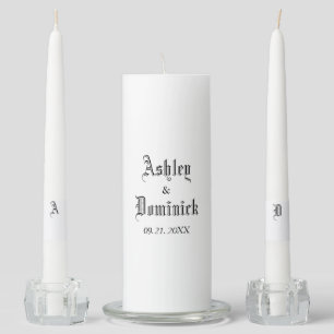 Simple Gothic Bride & Groom Wedding  Unity Candle Set