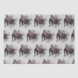 Simple gothic roses & skull Halloween party Tissue Paper