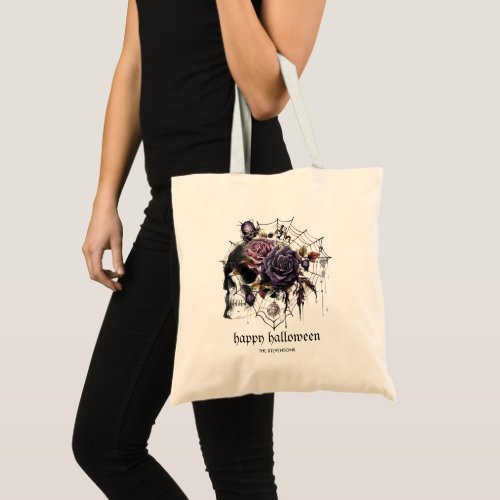 Simple gothic roses  skull Halloween party Tote Bag
