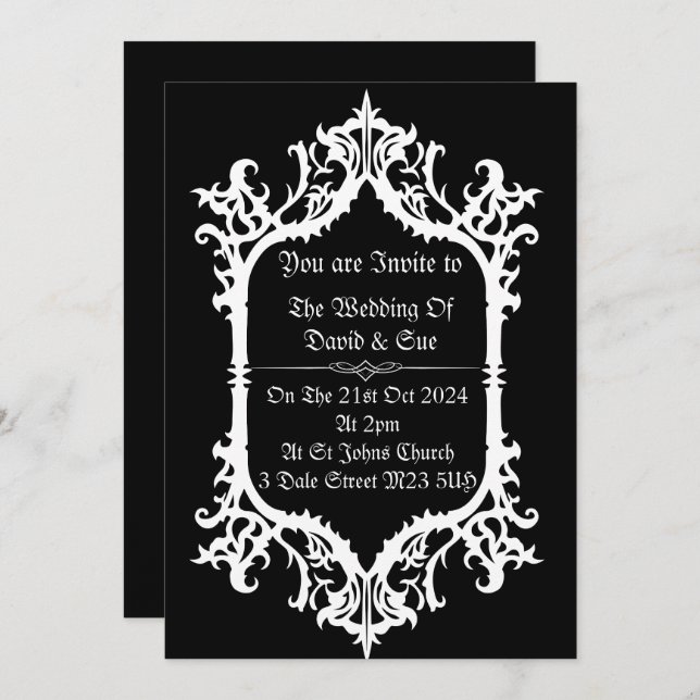 Simple Gothic Wedding Invitations (Front/Back)