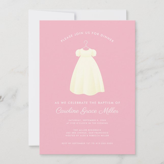Simple Gown Baptism Dinner Celebration Invitation (Front)