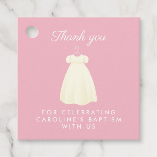 Simple Gown Baptism Favor Tag