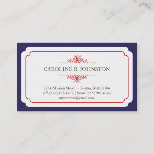 Simple grace solid navy frame personal calling business card